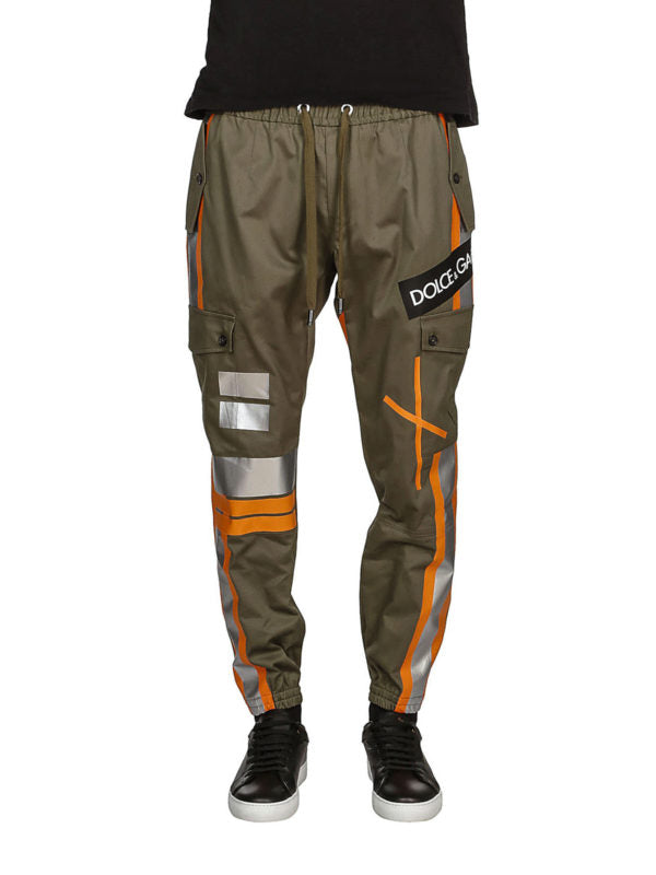 DOLCE & GABBANA  Khaki & Orange Cargo Trousers Veronique Luxury Collections