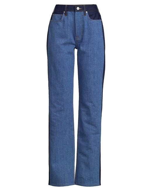 FRAME  Blue Le Jane Contrast Patchwork Jeans Veronique Luxury Collections