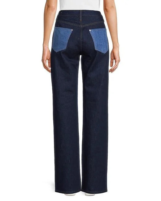 FRAME  Blue Le Jane Contrast Patchwork Jeans Veronique Luxury Collections