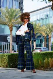 POLO RALPH LAUREN  Navy & Green Wool Tartan Wide Leg Trousers Veronique Luxury Collections