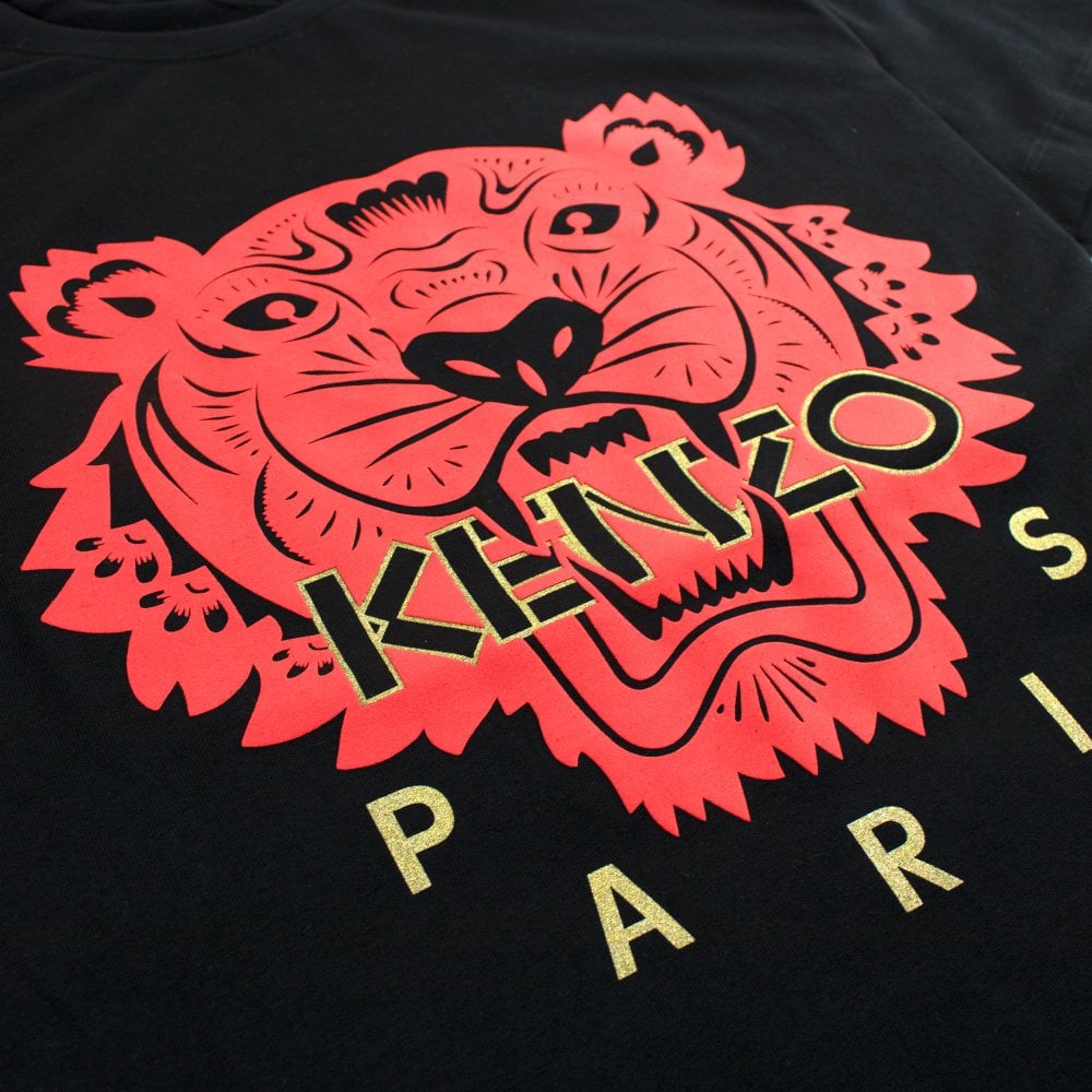 KENZO Red Tiger Print T-shirt Black Black Veronique Luxury Collections