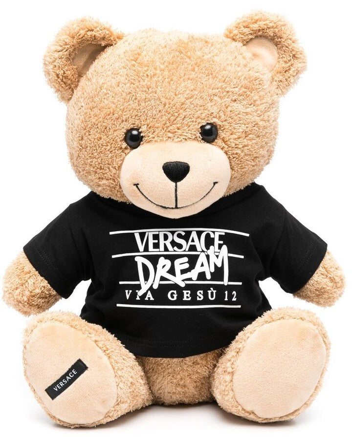VERSACE  Black & Brown T Shirt Faux Fur Teddy Bear Veronique Luxury Collections
