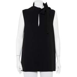 JOSEPH  Black silk sleeveless neck-tie top Veronique Luxury Collections