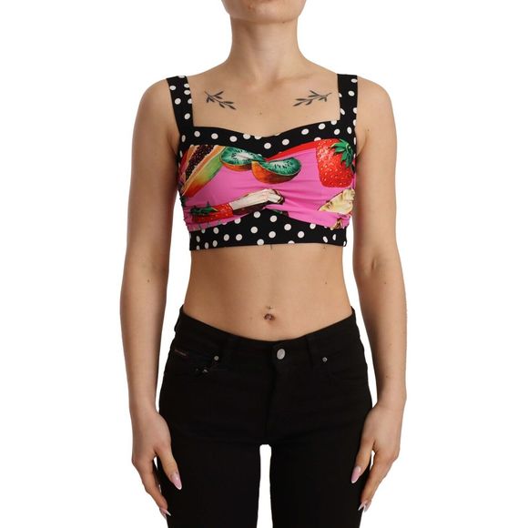 DOLCE & GABBANA  Multicolour Ruched Polka Dot Top Veronique Luxury Collections