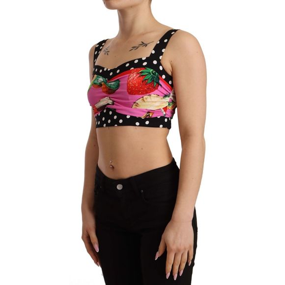DOLCE & GABBANA  Multicolour Ruched Polka Dot Top Veronique Luxury Collections