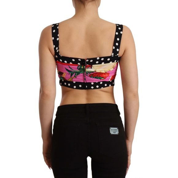 DOLCE & GABBANA  Multicolour Ruched Polka Dot Top Veronique Luxury Collections