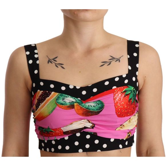 DOLCE & GABBANA  Multicolour Ruched Polka Dot Top Veronique Luxury Collections
