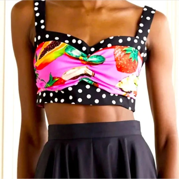 DOLCE & GABBANA  Multicolour Ruched Polka Dot Top Veronique Luxury Collections