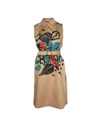 MARNI  Brown Abstract Midi Dress Veronique Luxury Collections