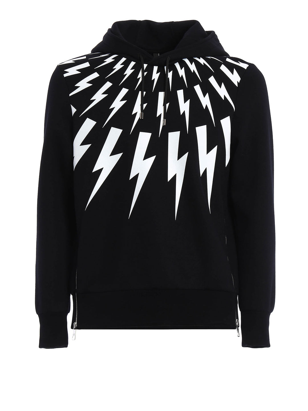 Neil Barrett thunder-print drawstring cotton hoodie Veronique Luxury Collections