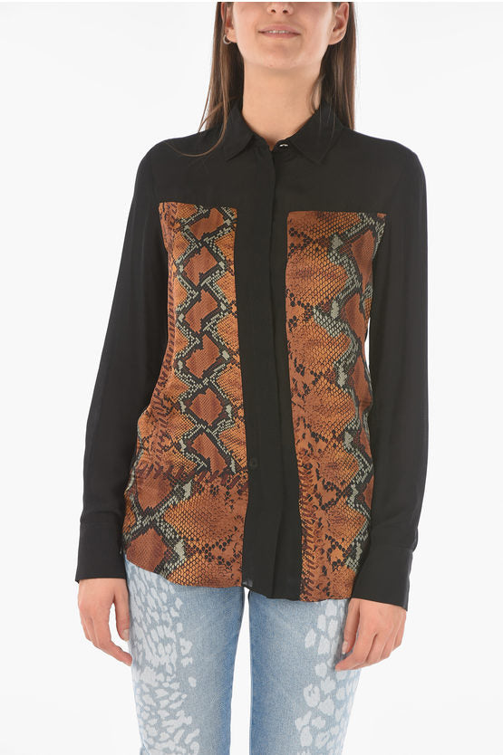 JUST CAVALLI  Black & Brown Patterned Blouse Veronique Luxury Collections