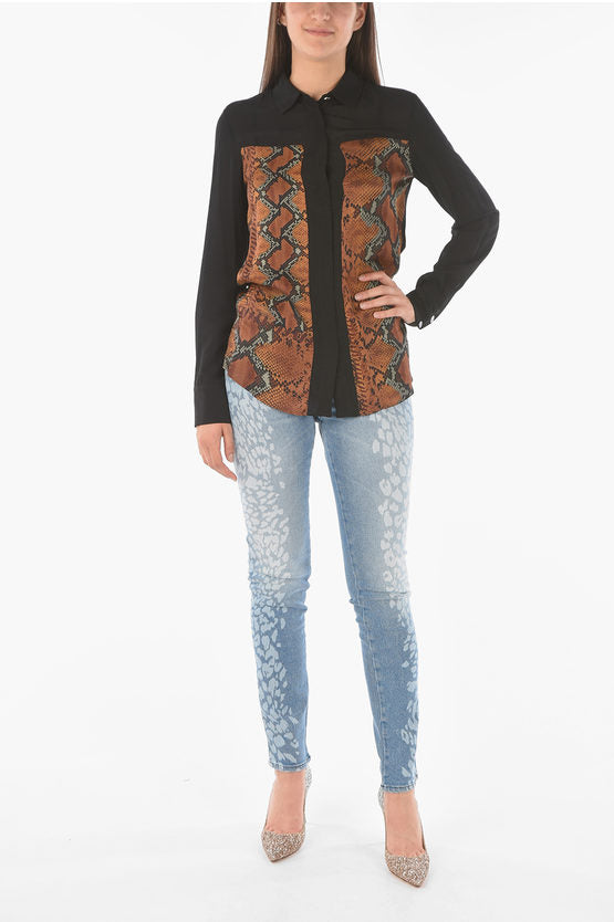 JUST CAVALLI  Black & Brown Patterned Blouse Veronique Luxury Collections