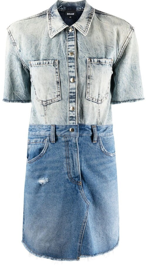 Just Cavalli  Blue Denim Mini Dress Veronique Luxury Collections