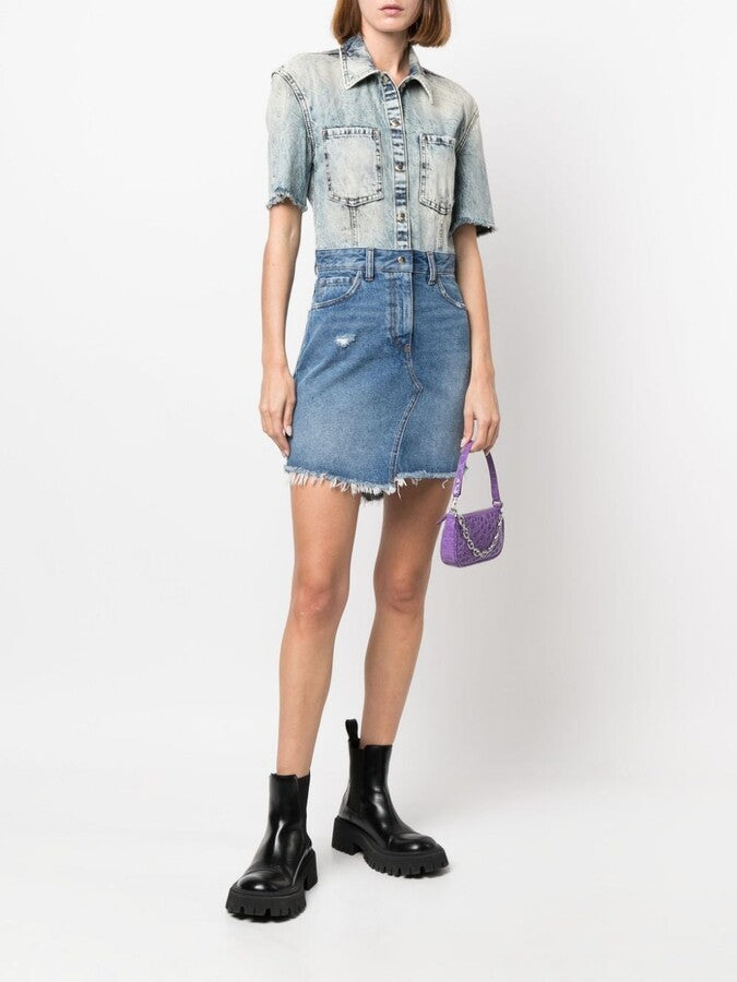 Just Cavalli  Blue Denim Mini Dress Veronique Luxury Collections