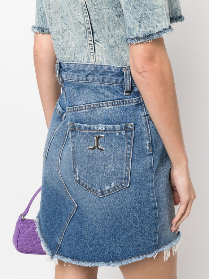 Just Cavalli  Blue Denim Mini Dress Veronique Luxury Collections