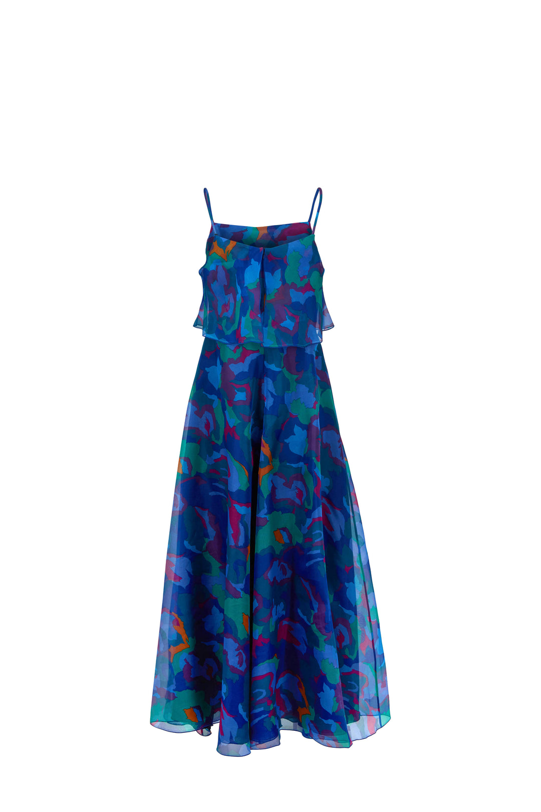 EMPORIO ARMANI  Blue Patterned Silk Maxi Dress Veronique Luxury Collections