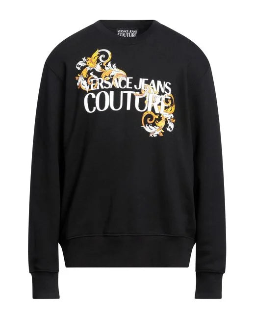 VERSACE JEANS COUTURE Black Baroque Print Sweatshirt Veronique Luxury Collections