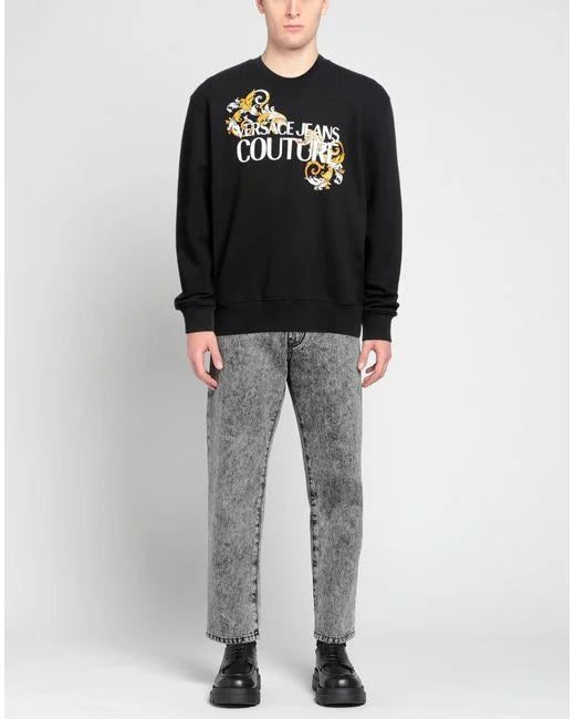 VERSACE JEANS COUTURE Black Baroque Print Sweatshirt Veronique Luxury Collections