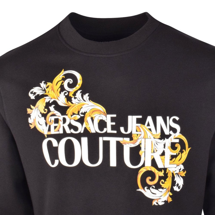 VERSACE JEANS COUTURE Black Baroque Print Sweatshirt Veronique Luxury Collections