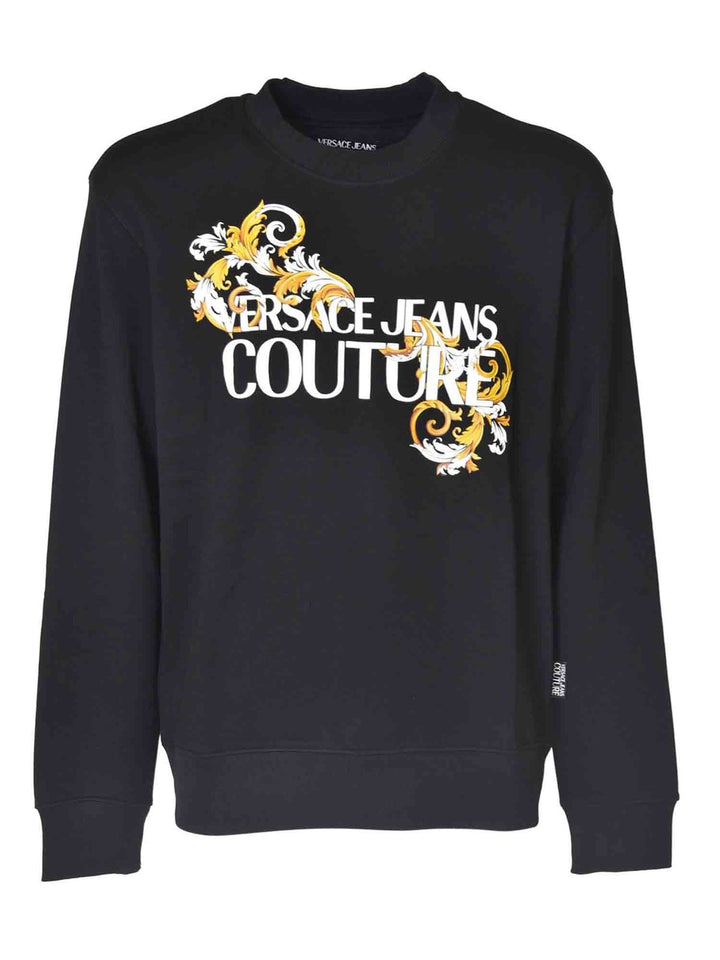 VERSACE JEANS COUTURE Black Baroque Print Sweatshirt Veronique Luxury Collections