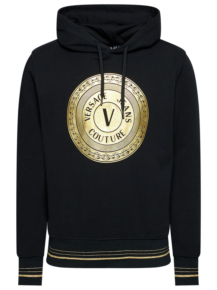 VERSACE JEANS COUTURE VERSACE JEANS COUTURE BLACK PRINTED HOODIE Veronique Luxury Collections