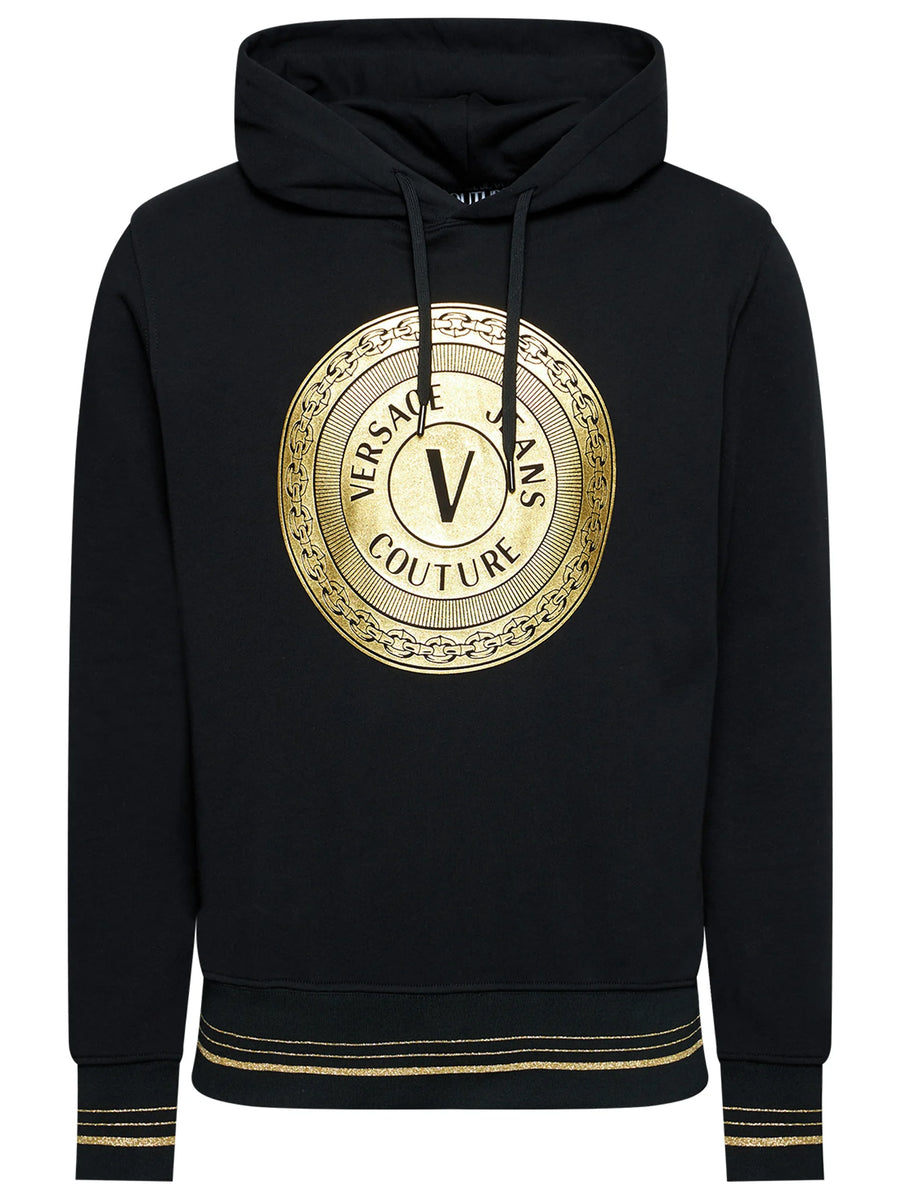 VERSACE JEANS COUTURE VERSACE JEANS COUTURE BLACK PRINTED HOODIE Veronique Luxury Collections