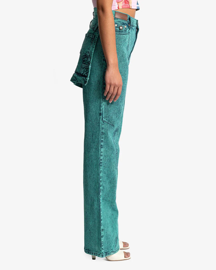 ANDERSSON BELL  Green & Blue Dyed Straight Leg Jeans Veronique Luxury Collections