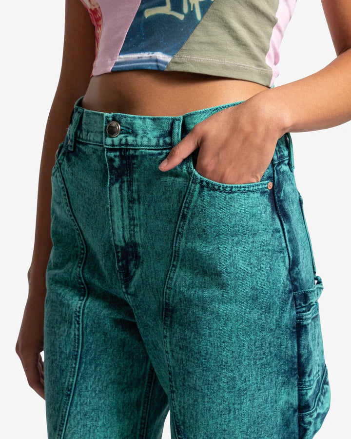 ANDERSSON BELL  Green & Blue Dyed Straight Leg Jeans Veronique Luxury Collections