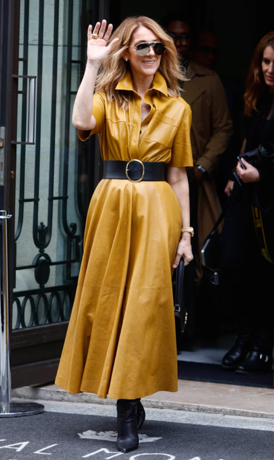 CEDRIC CHARLIER  Orange Perforated Belted Dress Veronique Luxury Collections