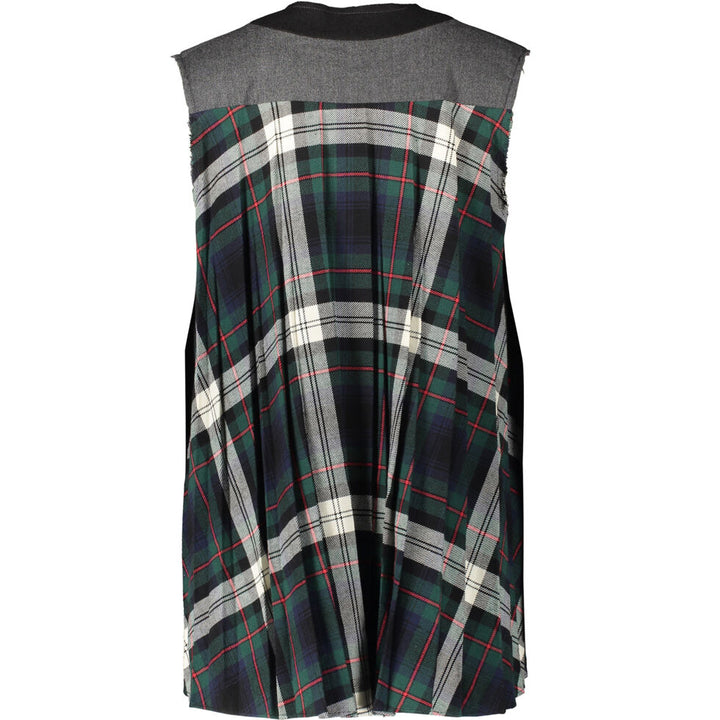 SEMICOUTURE Grey Tartan Long Waistcoat Veronique Luxury Collections