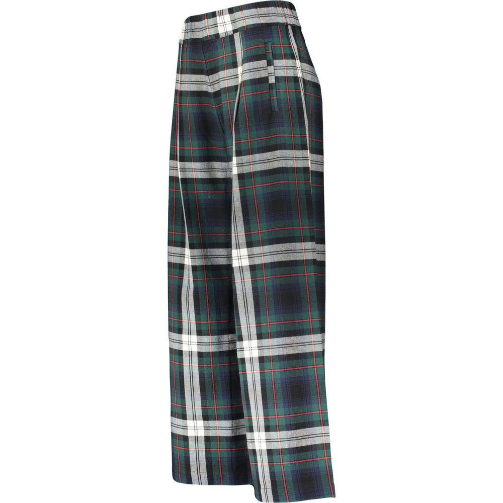 SEMICOUTURE  Khaki Checked Wide Led Trousers Veronique Luxury Collections