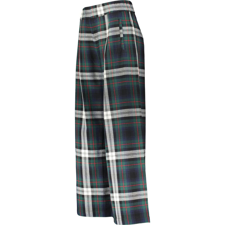 SEMICOUTURE  Khaki Checked Wide Led Trousers Veronique Luxury Collections