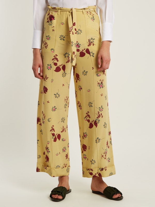 Valentino Floral Print Silk Pants Veronique Luxury Collections