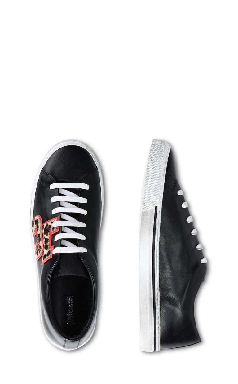 Just Cavalli Leopard Print Sneakers In Black