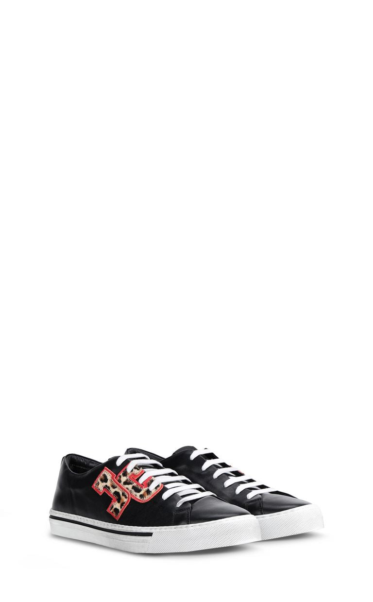 Just Cavalli Leopard Print Sneakers In Black