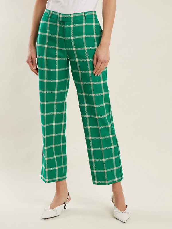 Red Valentino Oversized Checked Wool Trousers Veronique Luxury Collections