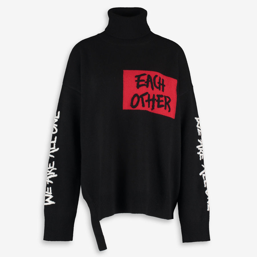 EACH X OTHER  Black Wool High Neck Jumper Veronique Luxury Collections