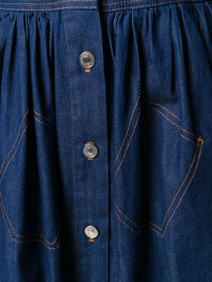 MSGM Embroidered Denim Shirt Dress Veronique Luxury Collections