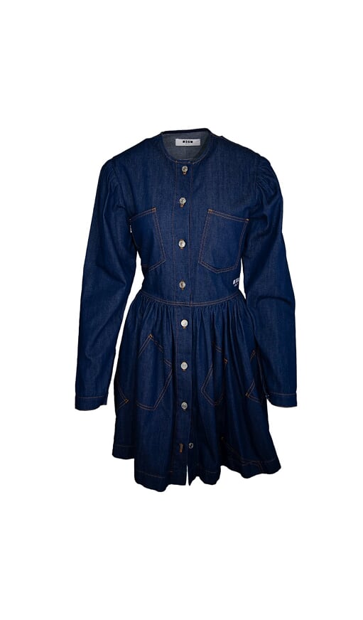 MSGM Embroidered Denim Shirt Dress Veronique Luxury Collections