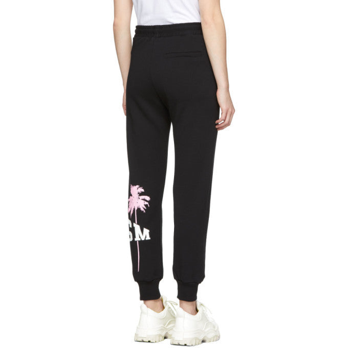 MSGM Black Palm Tree Lounge Pants Veronique Luxury Collections