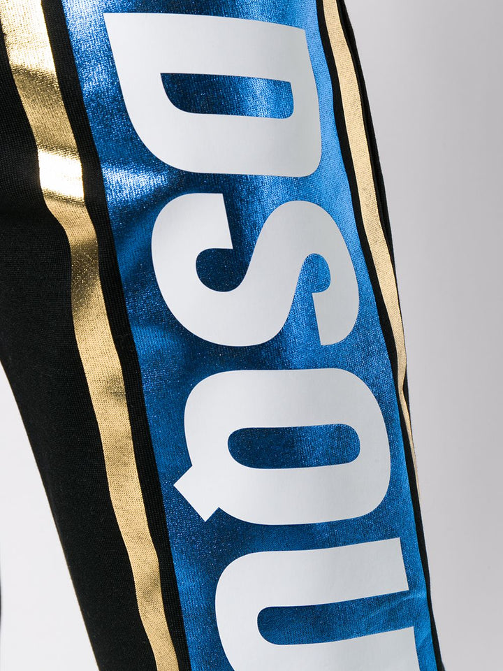 DSquared2 Black Glossy logo stripe Joggers Veronique Luxury Collections