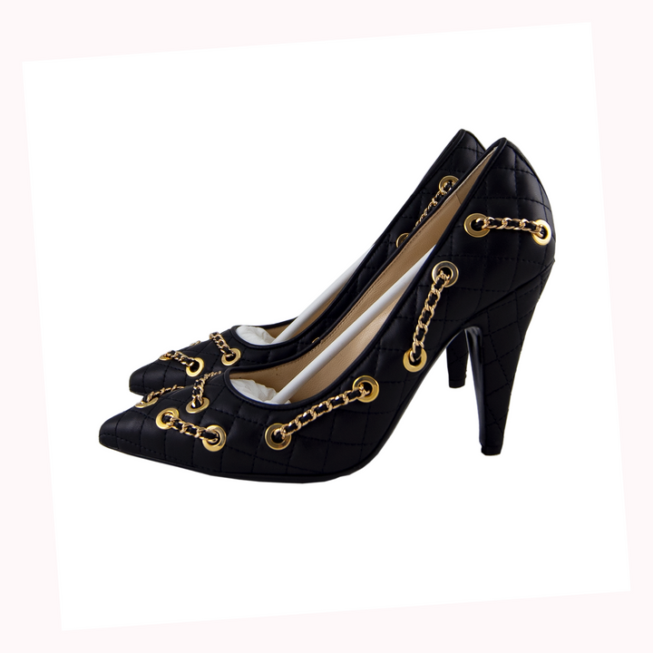 Moschino Black Leather High Heels