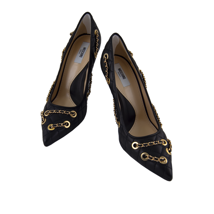 Moschino Black Leather High Heels