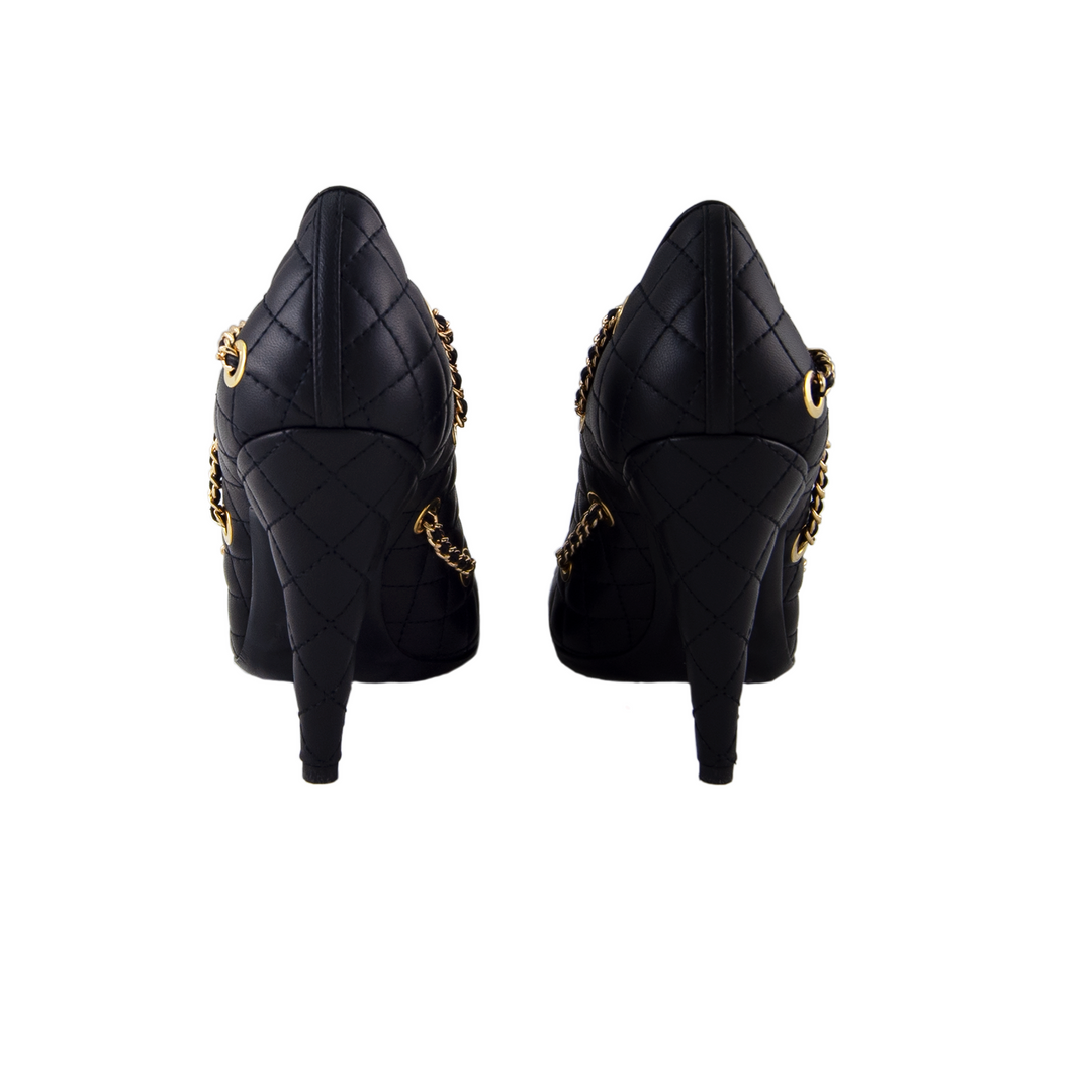 Moschino Black Leather High Heels