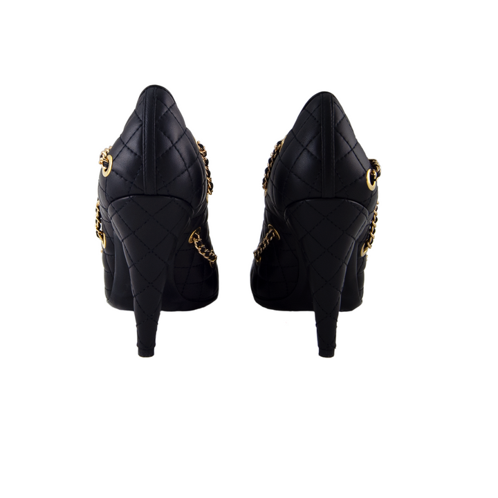 Moschino Black Leather High Heels