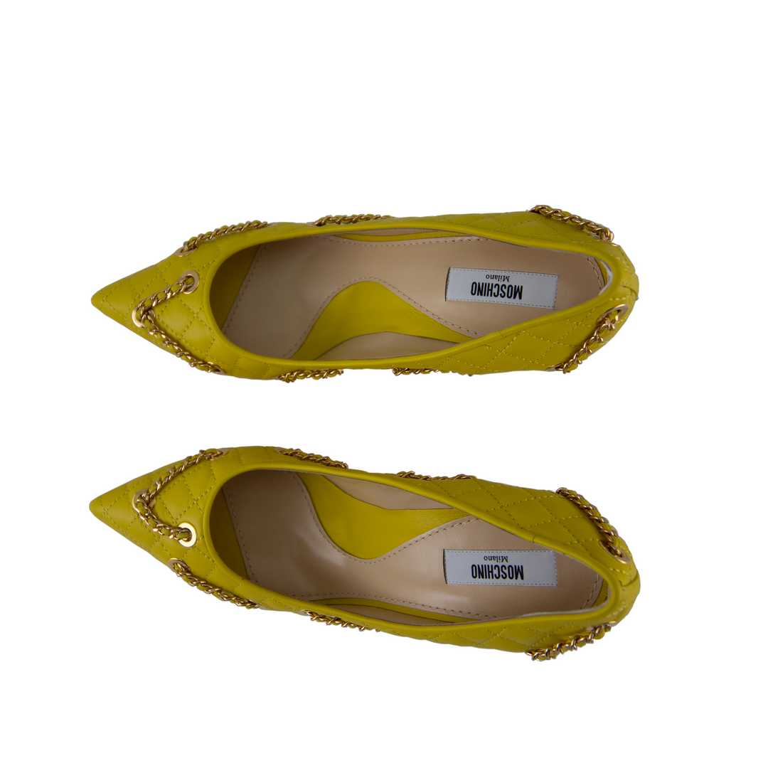 Moschino Yellow Leather High Heels