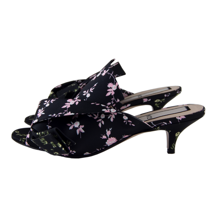 Floral Print Bow Mules Veronique Luxury Collections