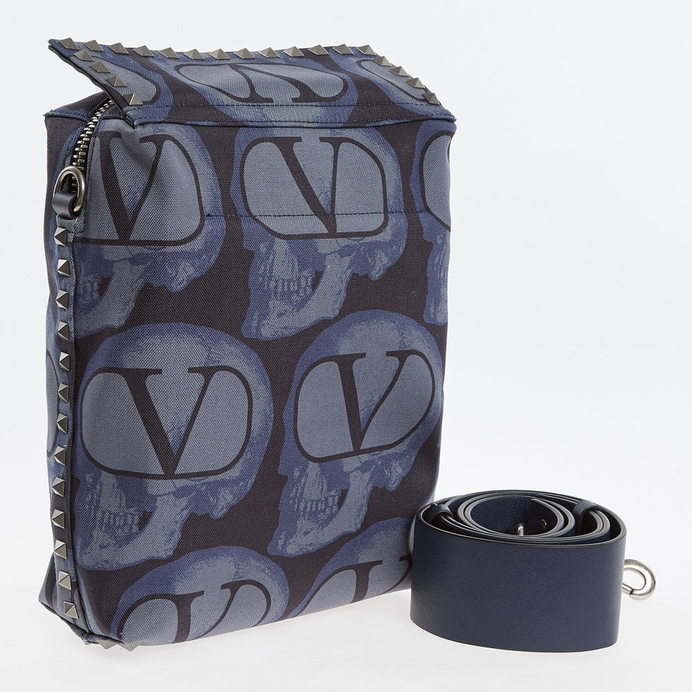 VALENTINO GARAVANI  Blue Skull Pattern Shoulder Bag Veronique Luxury Collections
