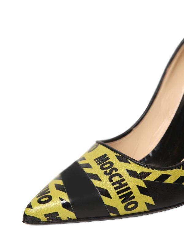 Moschino Caution Printed Leather Pumps