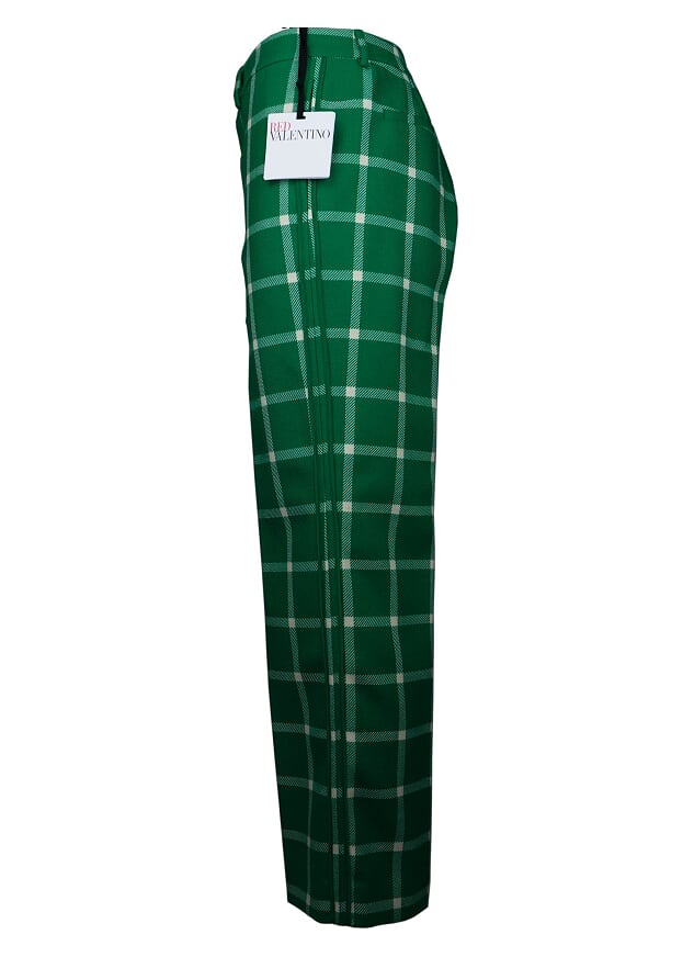 Red Valentino Oversized Checked Wool Trousers Veronique Luxury Collections